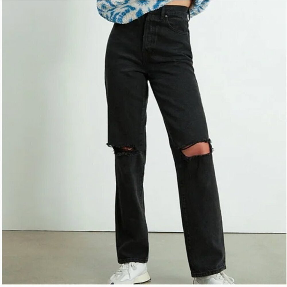 NWT Pacsun dad jeans cave black Sz 24 baggy distressed